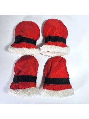 Fashion Pet Dog Rain Snow Boots Santa Paws Red with Faux Fur Trim Size Medium